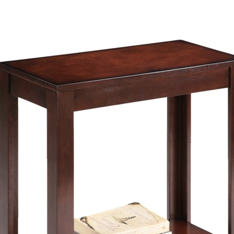 Table de bout en bois 24 po, aspect cerisier foncé, design traditionnel, poids de 250 lb, bois composite, vue, support, mélange
