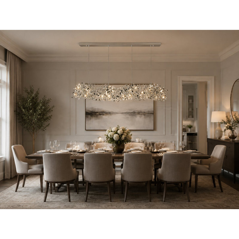 Luminaire suspendu 12 lumières confettis argent, Argent