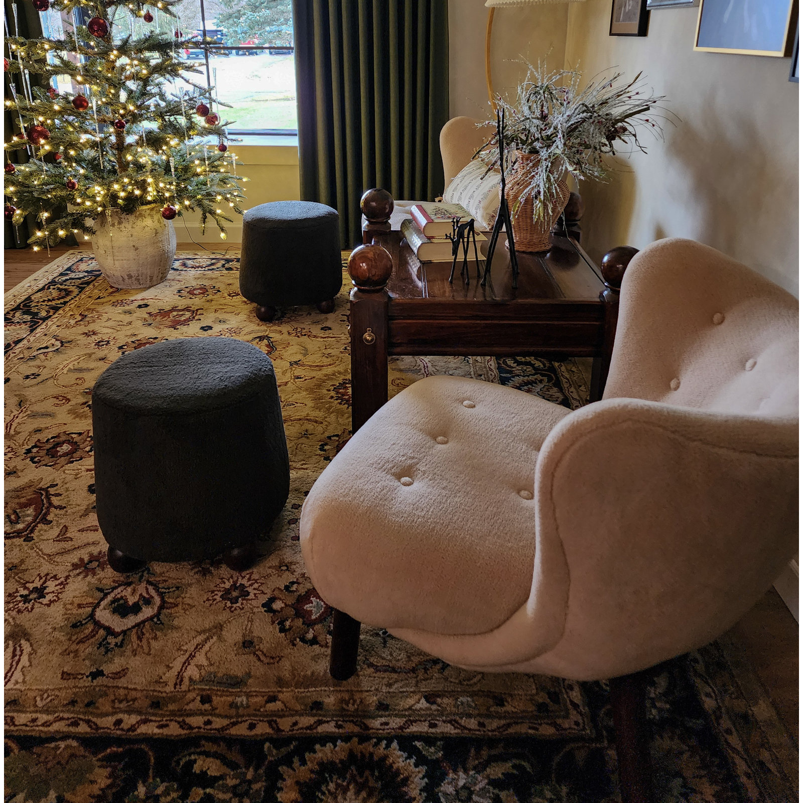 Cadwell Pine Wingback Chair, Tan
