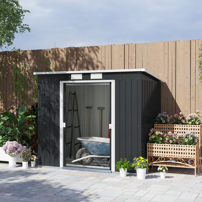 Garden 7 ft. W x 4 ft. D Galvanised Steel Storage Shed