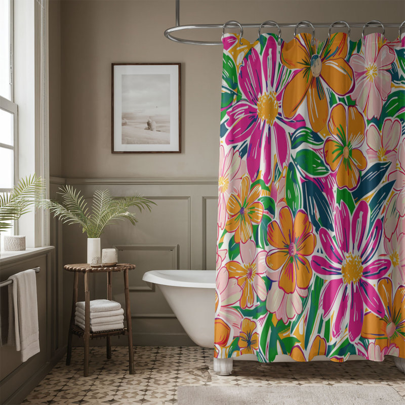 Rideau de douche standard 1 pièce Fall Bloom Art, H 74 po x l 71 po