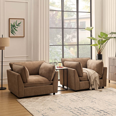 Ensemble de 2 chaises d'appoint rembourrées en peluche avec accoudoirs carrés Heffernan