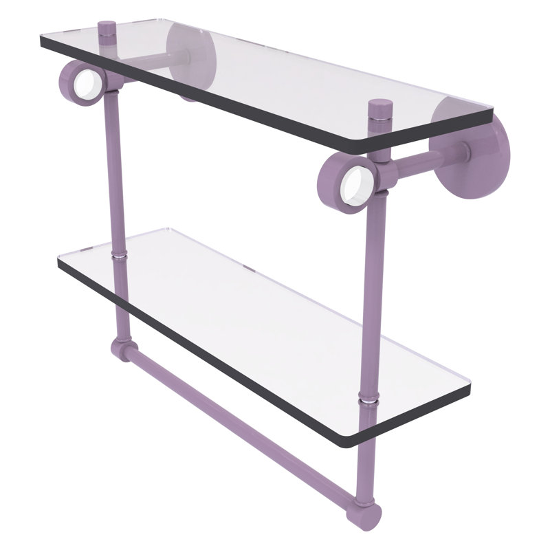 Tablette flottante 2 pièces avec barre à serviettes Clearview, H 12,8 po x l 16 po x P 5,6 po, Lavande