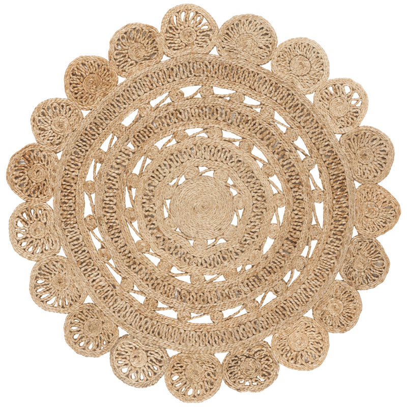 Salerna Solid Color Handwoven Jute Rug, Rond 4 pi