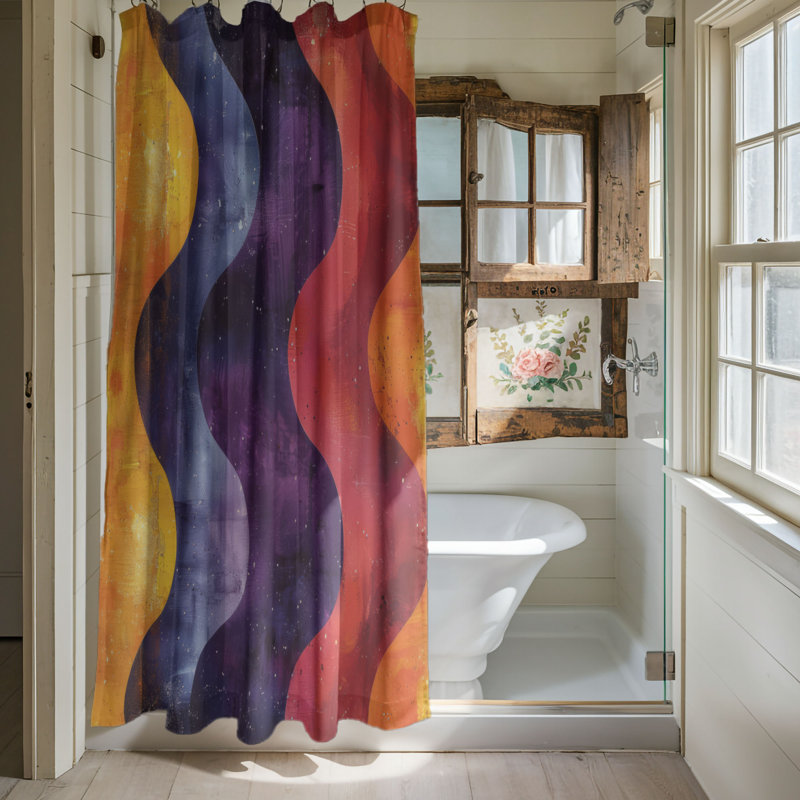 Rideau de douche rétro mauve de qualité supérieure, H 74 po x l 71 po