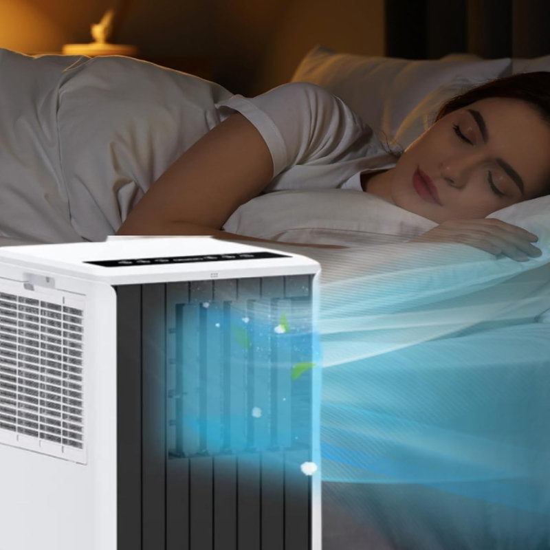 Climatiseur portatif de 8 000 BTU, refroidit les pièces jusqu'à 350 pieds carrés, unité 3-en-1 avec modes ventilateur et déshumidificateur, comprend une télécommande, une minuterie 24H, un ensemble facile à installer et des roulettes pour le bureau de la chambre à coucher