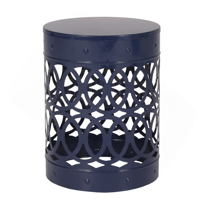 Outdoor Metal End Table -Large, Navy Blue