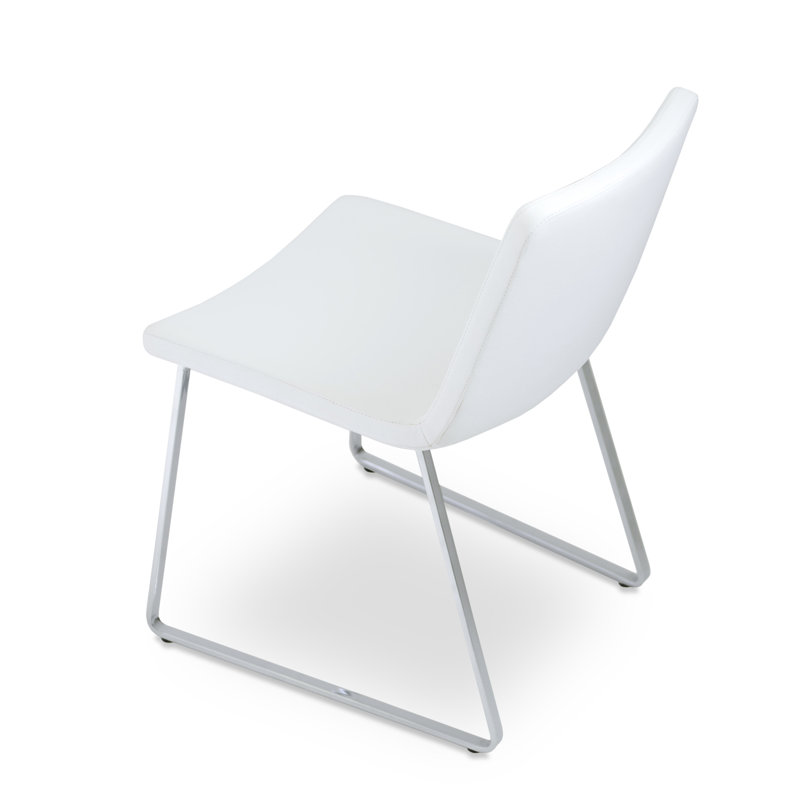 Nevada 18'' H Faux Leather Upholstered Side Chair, Chrome, White