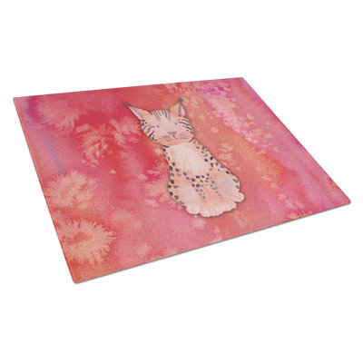 Caroline's Treasures Tempered Glass Lynx Watercolor Cutting Board