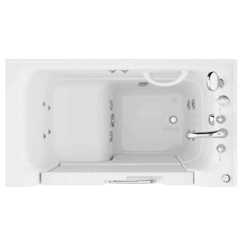 Therapeutic Tubs 29 in. x 53 in. Right Drain Wheelchair Access Walk-In Whirlpool Tub with Powered Fast Drain in White, Right