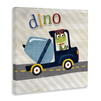 Dino in Construction Truck Canvas Wall Art, design by Susan Arnot