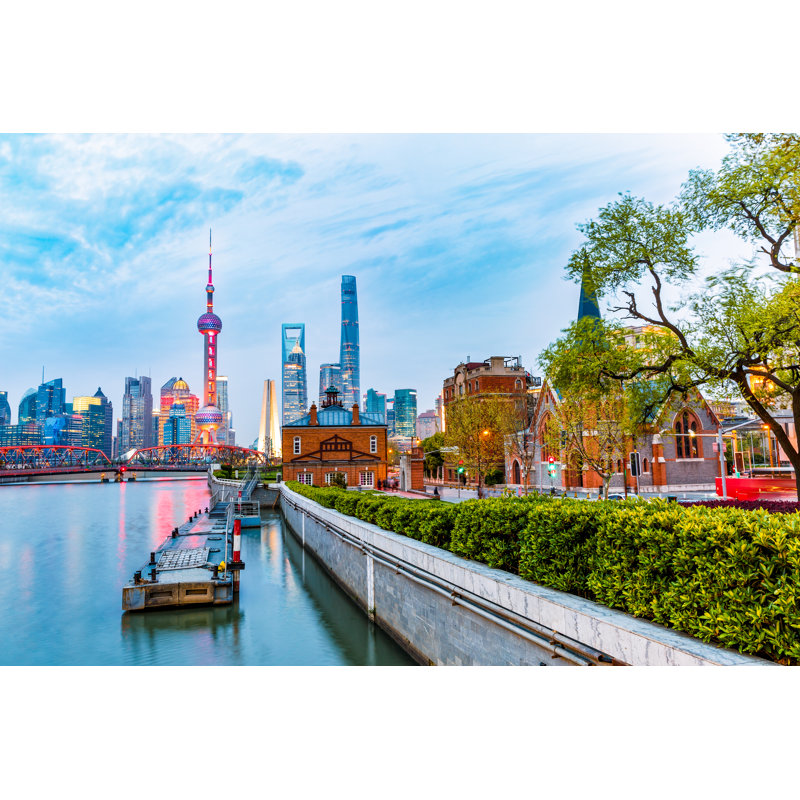 Shanghai Skyline - Wrapped Canvas Print, 30cm H x 46cm W