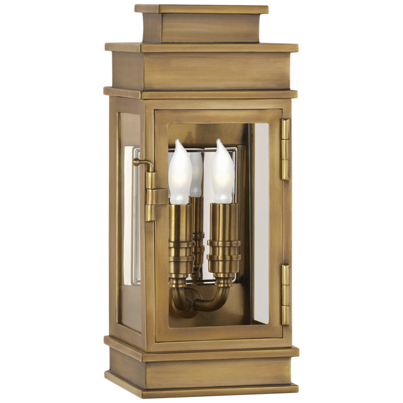 Chapman & Myers Linear Mini Wall Lantern, Antique Burnished Brass, 12" H x 5" W x 5" D