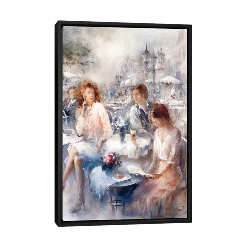« terrace », reproduction sur toile, H 26 po x l 18 po x P 1,5 po, Toile avec cadre noir, Pas de tapis