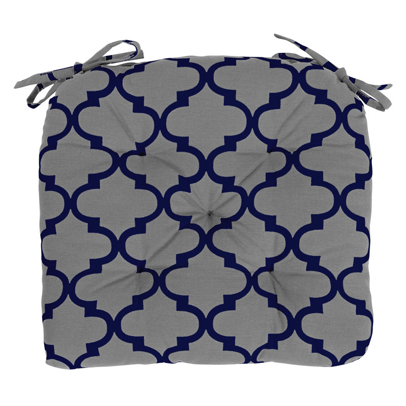 Outdoor Dining Chair Chair Pad, Graty/Blue