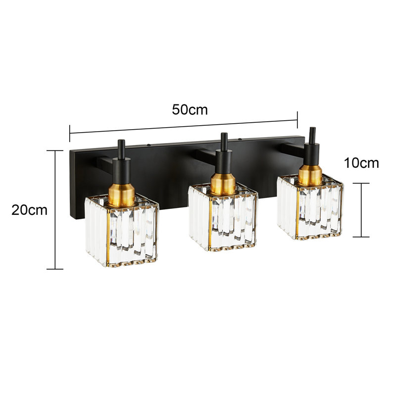 Taevion Dimmable Vanity Light, Black/Gold, 3 Lights
