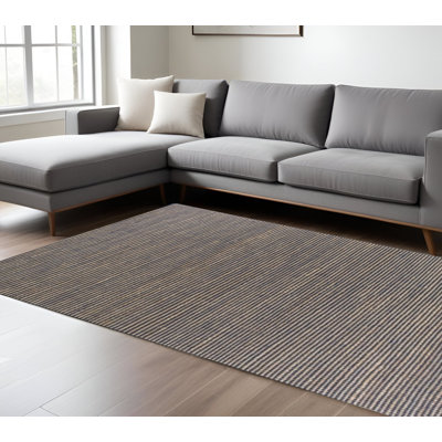Tapis bleu et beige tissé à la main 7 pi x 10 pi