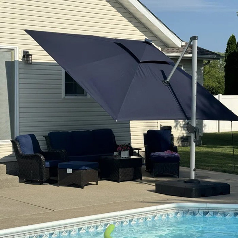 Parasol suspendu en porte-à-faux 12 pi x 12 pi Myrtille, Bleu marine