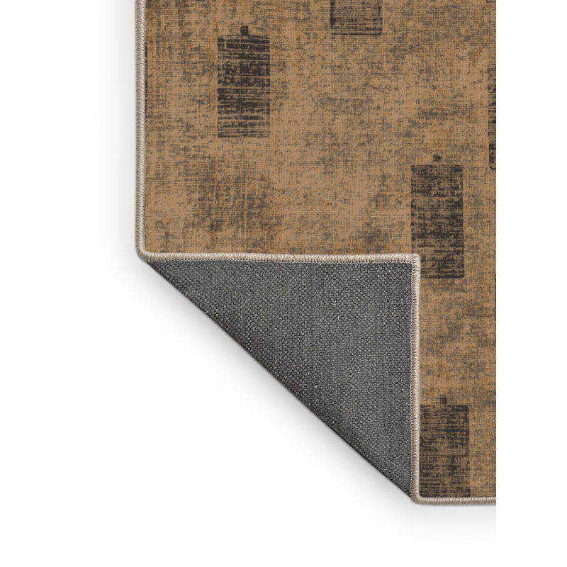 Soft Plush Feemster Hanukkah Modern & Contemporary Abstract Area Rug in Brown – Beige Binding, 2x4
