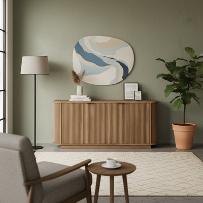 63"Wavy Double-Door Sideboard with Adjustable Shelves, Suitable for Kitchen, Living Room, Hallway