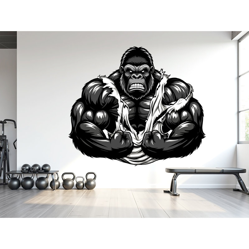 Adhésif décoratif gorille gymnase No Pain No Gain, H 10 po x l 12 po