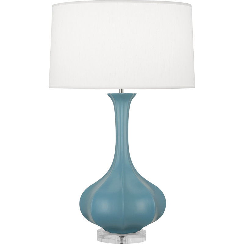 Pike Ceramic Standard Table Lamp, Matte Steel Blue