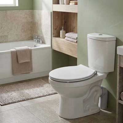 Victoria Flexi-Fix Slim Line White Toilet Seat - Durable Thermoset Plastic with Adjustable Hinges, Rust Free Chrome Plated Hinge Covers and an Antibacterial Treated Surface (White)