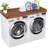 Washer Dryer Countertop Solid Wood With Polyester Coating, Laundry Countertop With Edge Rails，Walnut