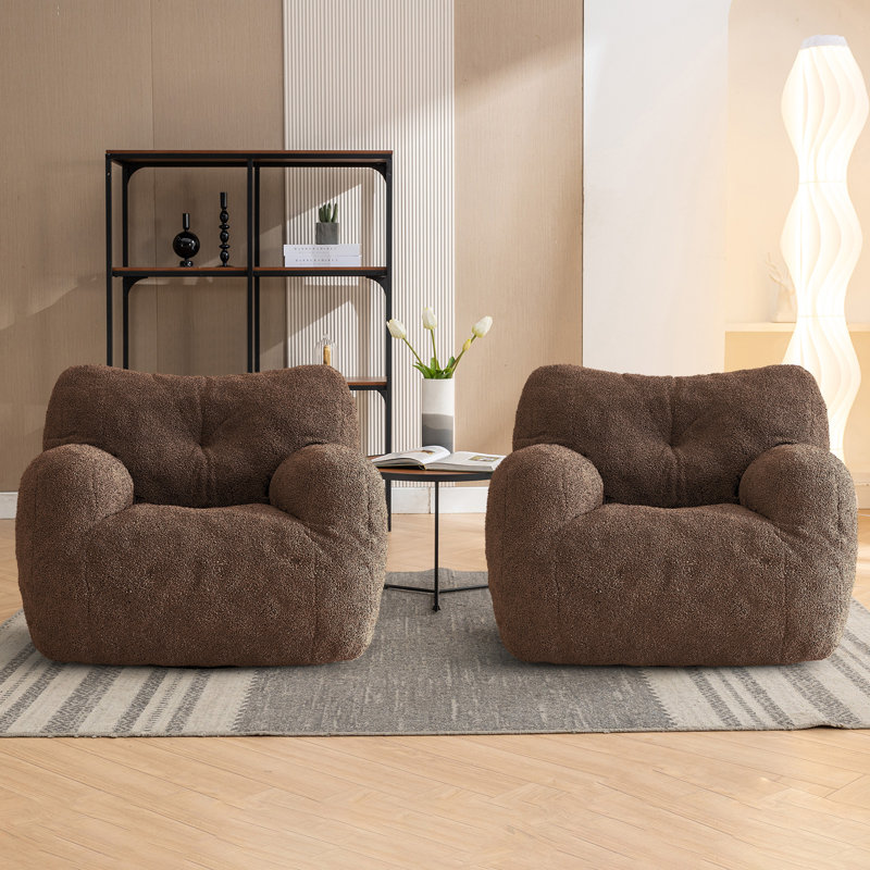 Fauteuil à billes Compression, Peluche café