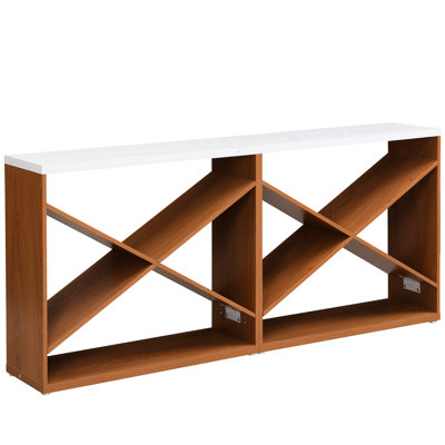 White Console Table With Detachable X Feature And Storage, 70.41 Inch, For Living Room, Foyer, Hallway Inch Shape Storage Space