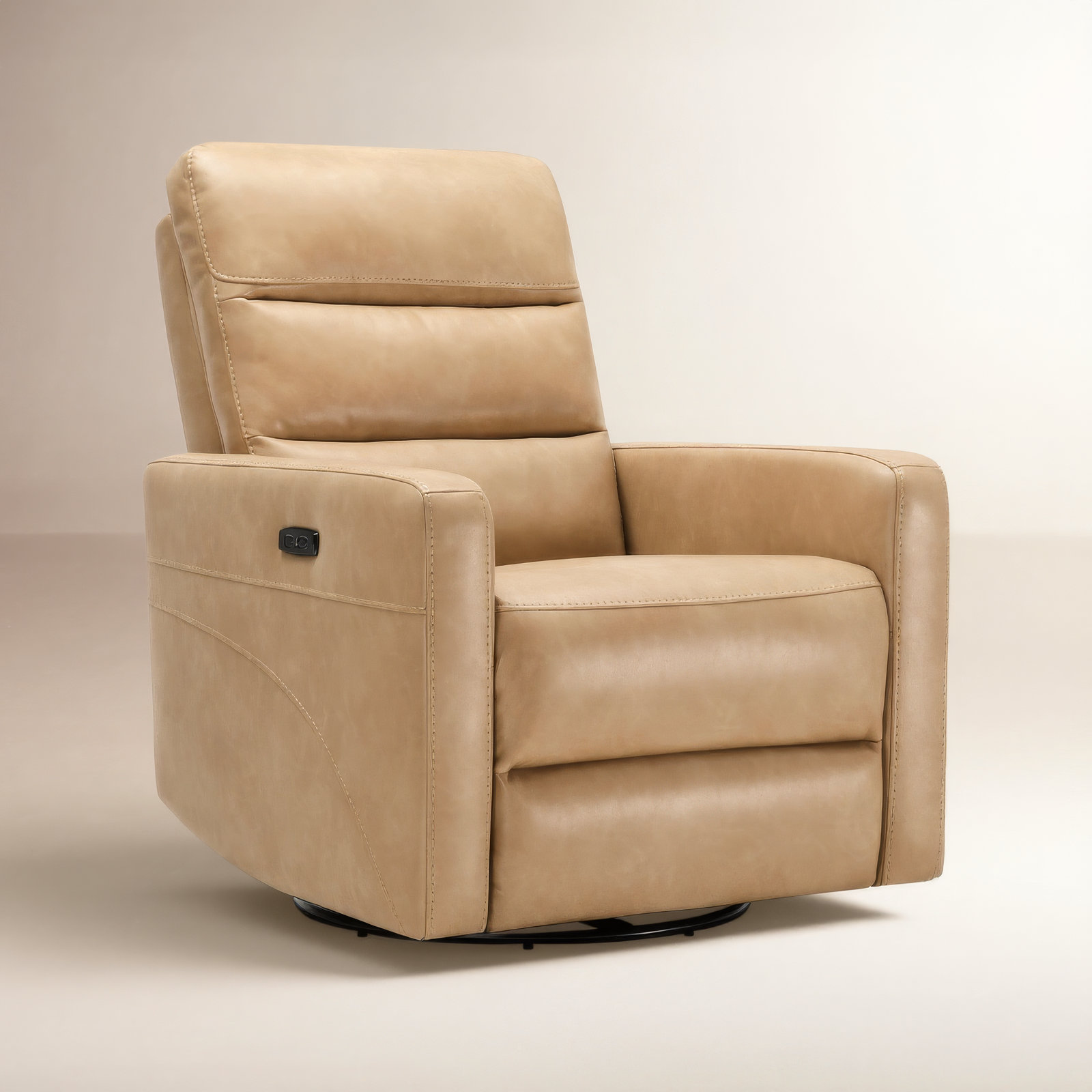 Mila 33" Genuine Leather Swivel Power Recliner, Copley Wheat Vegan Leather