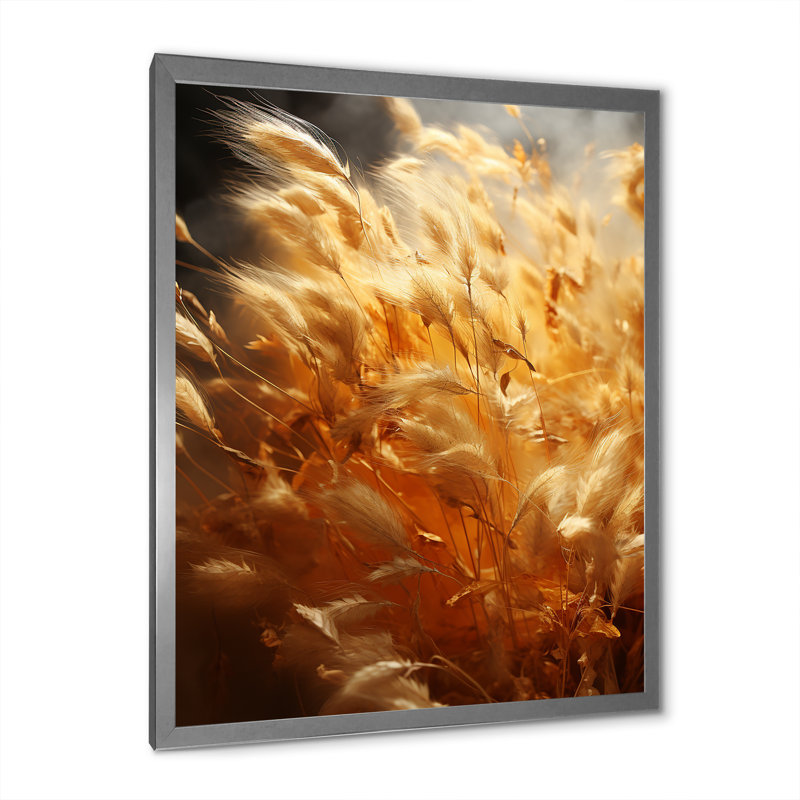 Golden Meadow Grass I, reproduction d'art sur toile, Cadre simple argenté, H 32 po x l 24 po x P 1 po
