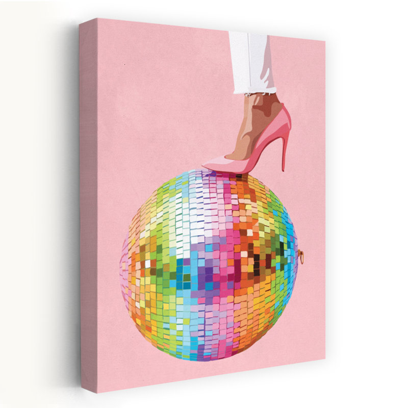 «Pink Heel Disco Style Colorful Elegant Vibrant», art mural, H 36 po x l 24 po