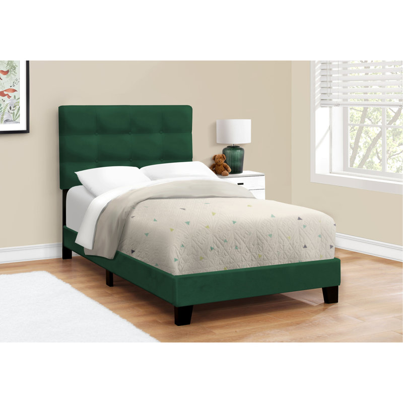 Lit simple tapissier en velours pour chambre d'adolescent avec cadre chic et confortable dans les chambres