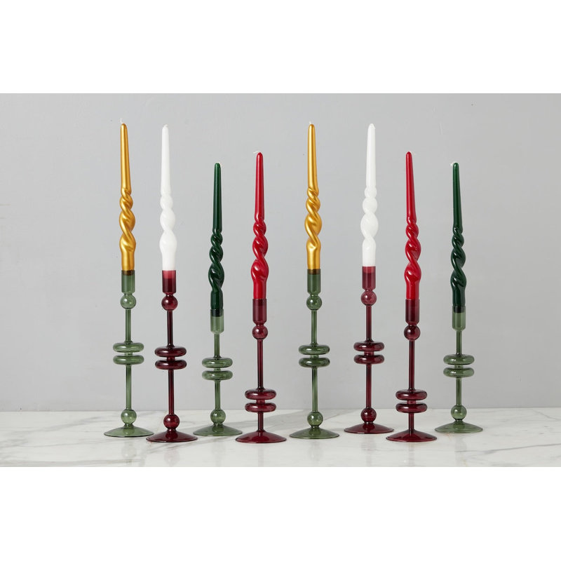 Grandes chandelles laquées torsadées, Blanc
