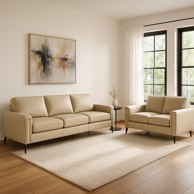 Bayerl Leather Sofa And Loveset Set