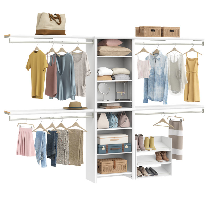 Tour de garde-robe 25 po avec 4 tablettes supérieures et range-chaussures Impressions