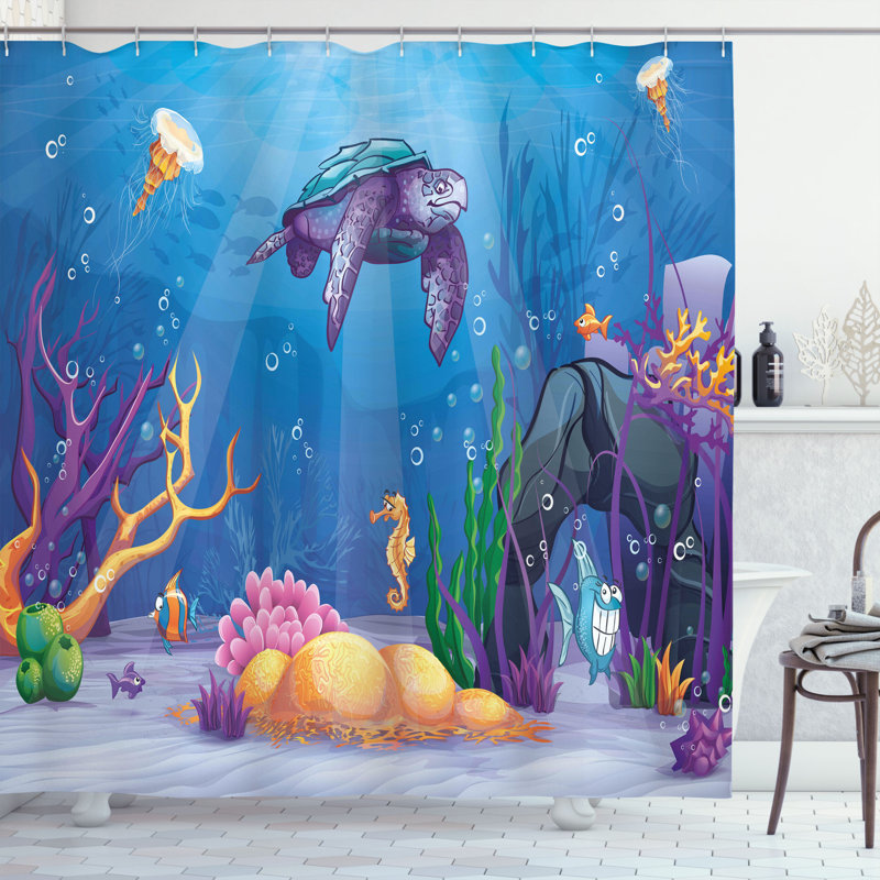 Shower Curtain with Hooks Included, 75" H x 69" W