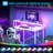Nergui Home Office Computer Desk with Power Outlet,LED Lights & Adjustable Shelf-1898342585