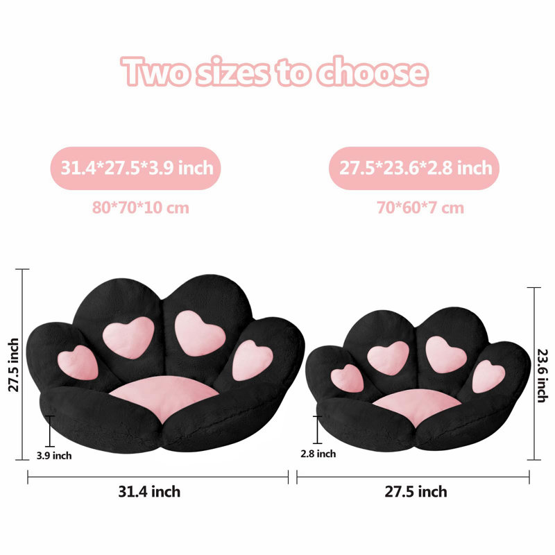 Coussin de patte de chat avec coussins de chaise Kawaii 31,4 po x 27,5 po Mignon Stuff