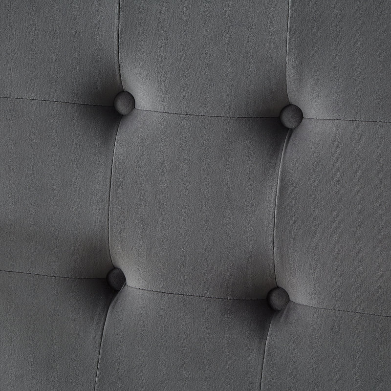 Fauteuil en velours capitonné Vannessa, gris, Chrome