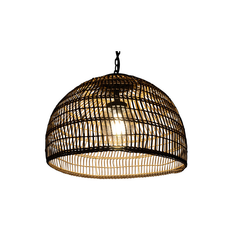 Luminaire suspendu d'extérieur 1 lumière Luhu, H 15 po x l 23 po x P 23 po, Noir mat/brun