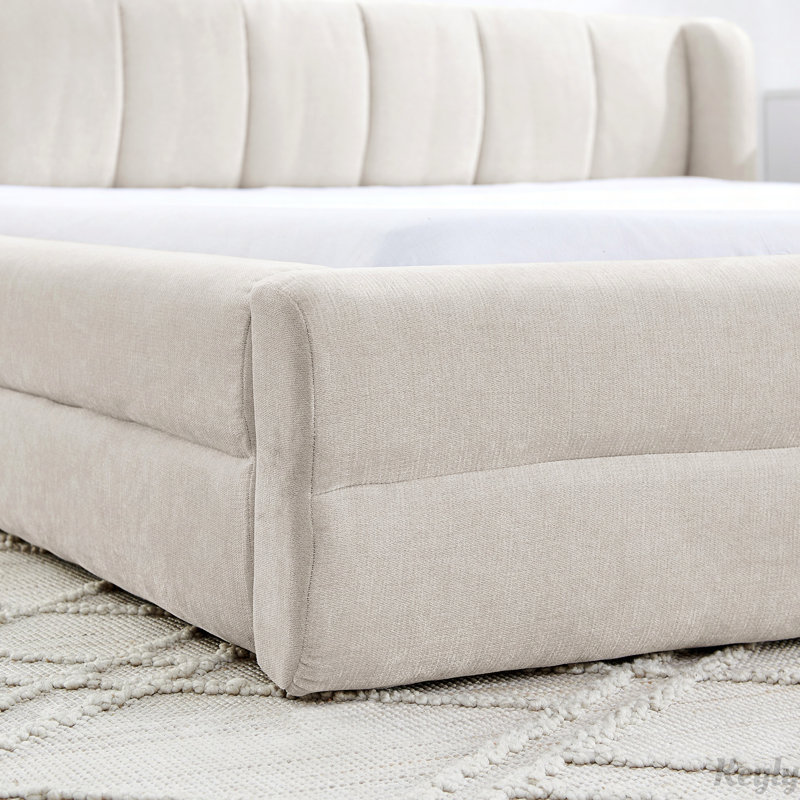 Structure de lit en chenille avec tissu épais, Beige