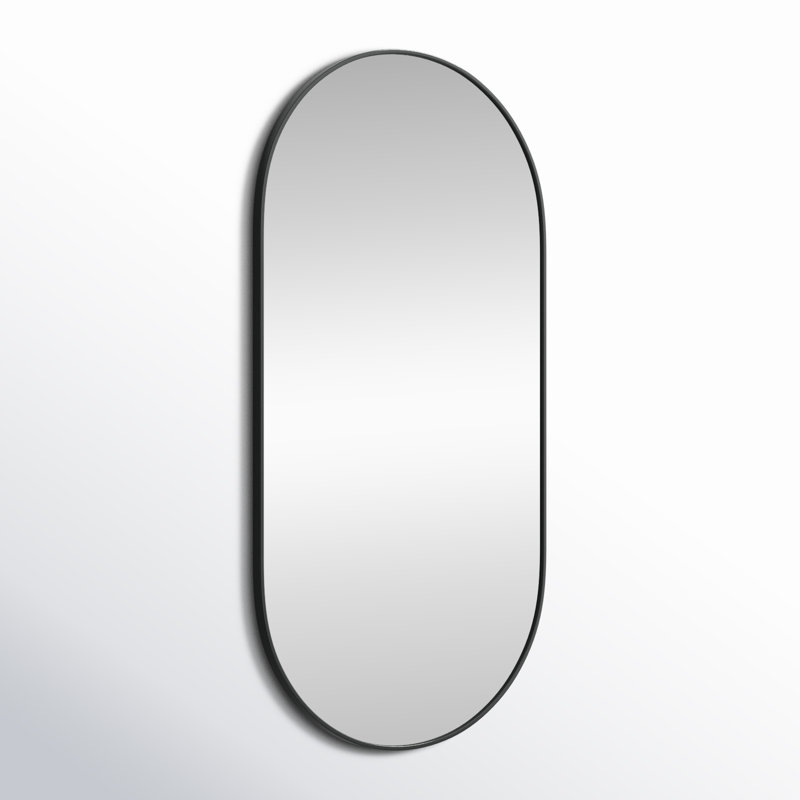 Black Metal Framed Oval Full Length Vanity Mirror