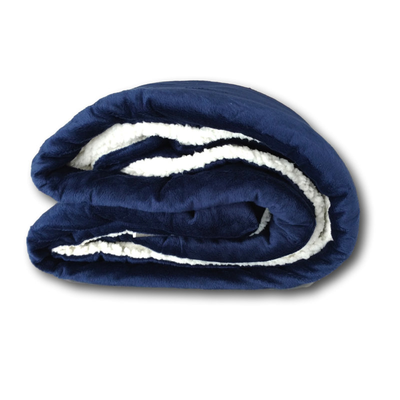 Solid Sherpa Throw Blanket, 50" W x 60" L, Blue