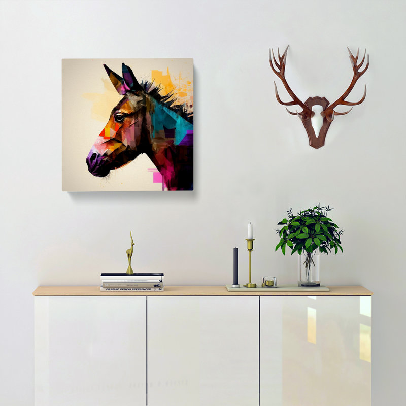 Donkey Abstract No.1 - Wrapped Canvas - Framed Print
