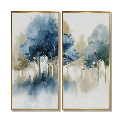 Bleu et gris, istanbul campagne, impression d'art sur toile campagne bleue, 2 pièces