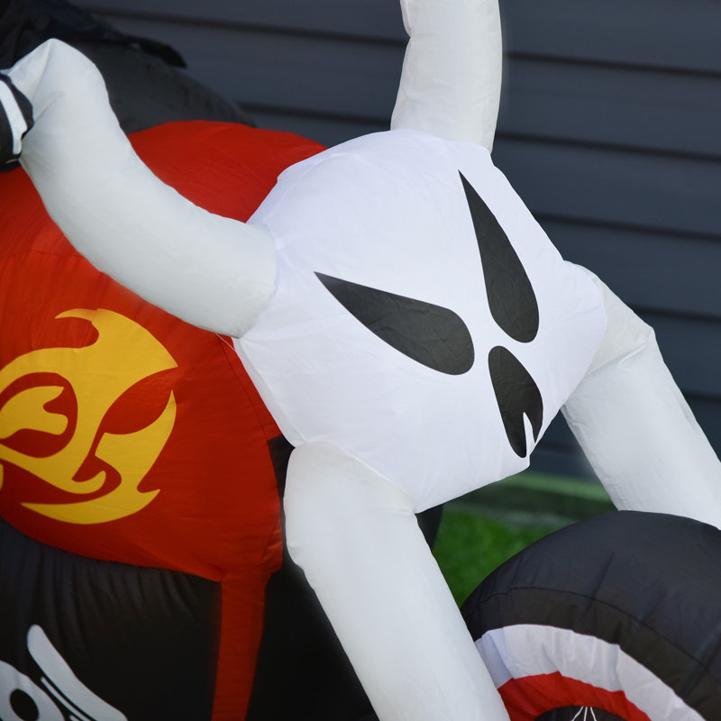 Moto gonflable illuminée d'Halloween gonflable Grim Reaper
