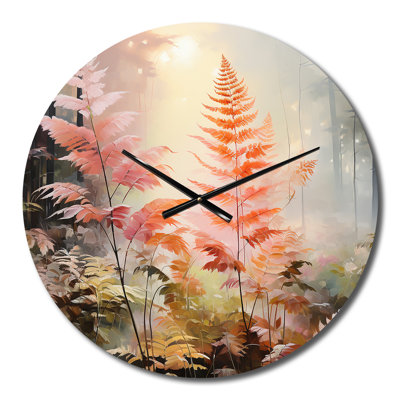 Horloge murale Peach Ferns