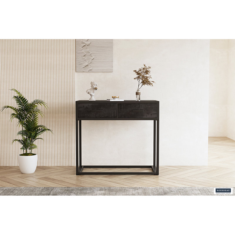 90cm Solid Wood Top Console Table, Mango Black